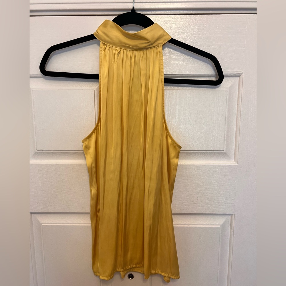 Yellow Choker Sleeveless Blouse